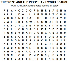 Yoyo and the Piggy Bank Word Search